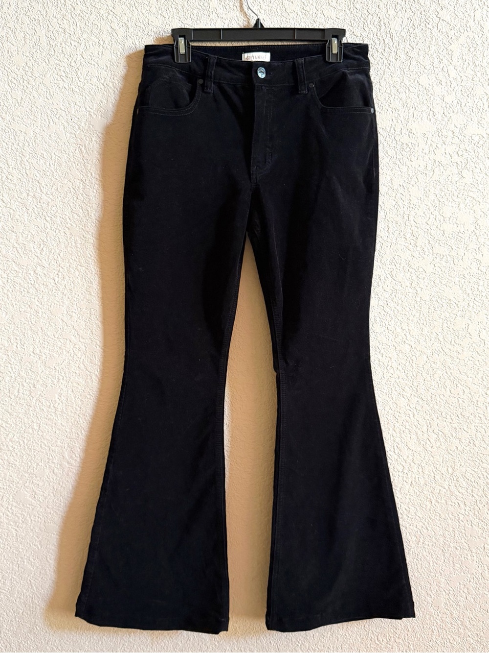 Shyanne WOMENS BLACK VELVET FLARE WESTERN PANTS 30x34 Cowgirl Witchy Dark Boho